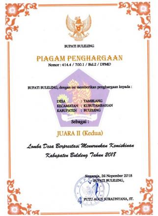 PROGRAM PENURUNKAN ANGKA KEMISKINAN DESA TAMBLANG RAIH JUARA II DI TINGKAT KABUPATEN